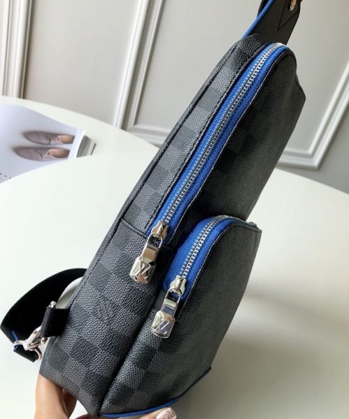 1:1 Replica Louis Vuitton LV Avenue Slingbag NM Damier Graphite Canvas Blue Unique Bag For Men N40008 - 12.2in/31cm