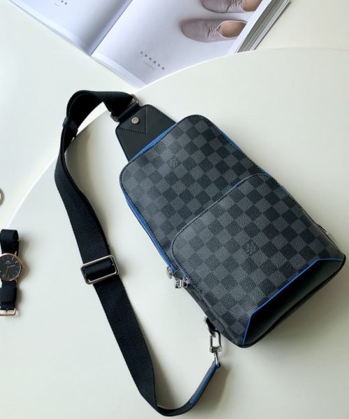 1:1 Replica Louis Vuitton LV Avenue Slingbag NM Damier Graphite Canvas Blue Unique Bag For Men N40008 - 12.2in/31cm
