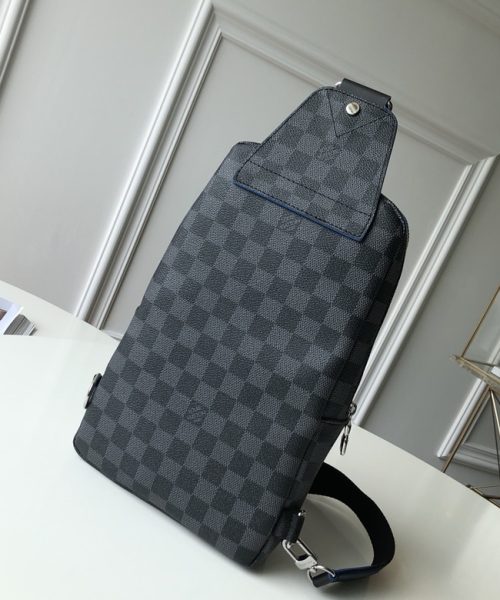 1:1 Replica Louis Vuitton LV Avenue Slingbag NM Damier Graphite Canvas Blue Unique Bag For Men N40008 - 12.2in/31cm
