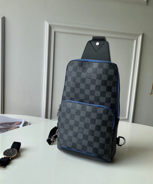 1:1 Replica Louis Vuitton LV Avenue Slingbag NM Damier Graphite Canvas Blue Unique Bag For Men N40008 - 12.2in/31cm