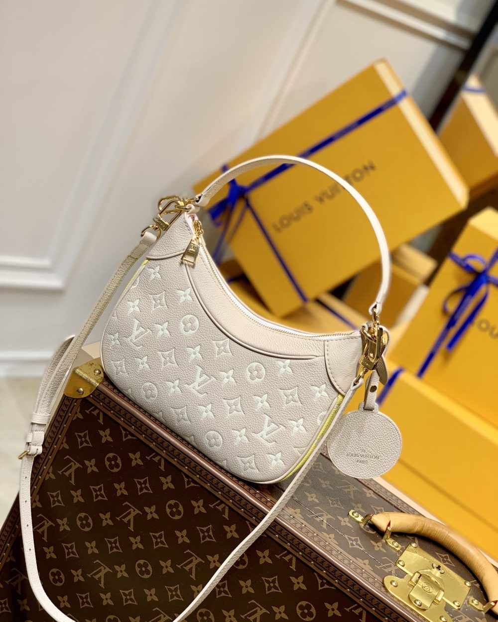 1:1 Replica Louis Vuitton LV Bagatelle  Bicolor Monogram Empreinte Leather Luxury Bag For Women M46113 - 22cm/8.7in
