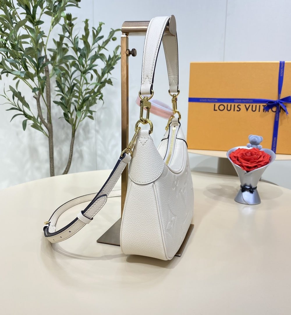 1:1 Replica Louis Vuitton LV Bagatelle Monogram Empreinte Creme Beige Luxury Bag For Women M46099 - 22cm