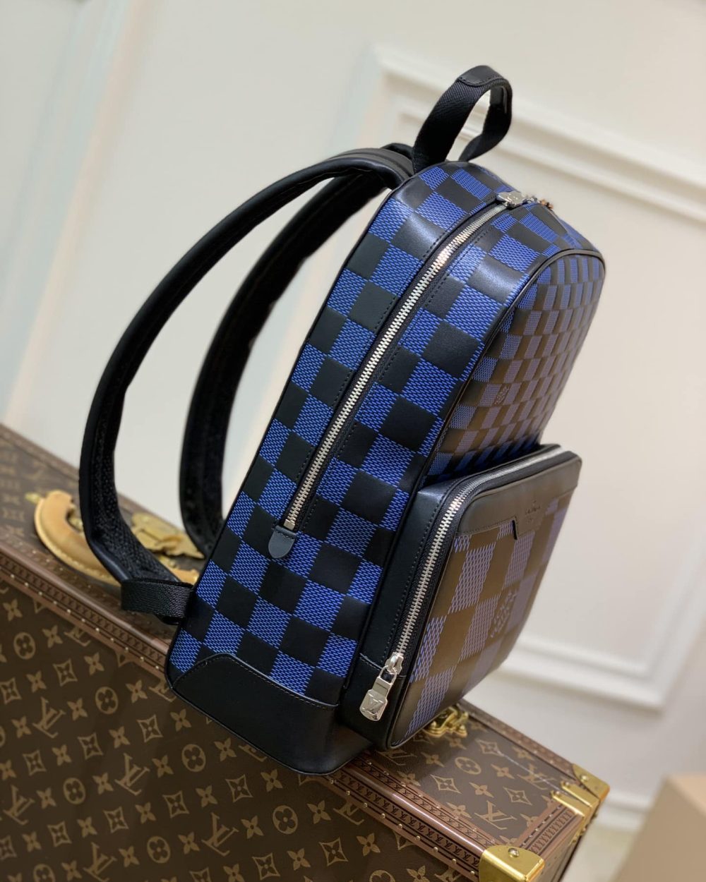 1:1 Replica Louis Vuitton LV Campus Backpack Damier Infini 3D Navy Blue / Black Unique For Men N50021 - 39cm