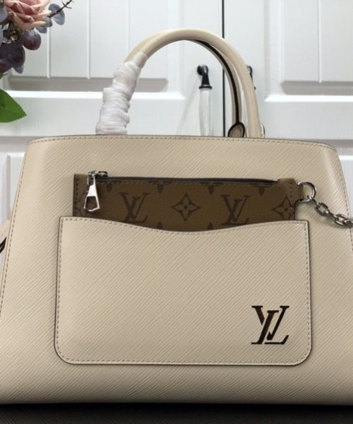 1:1 Replica Louis Vuitton LV Marelle Tote MM Epi Leather Black/Brown/Blue/Beige Luxurious Bag For Women M59954 - 11.8in/30cm