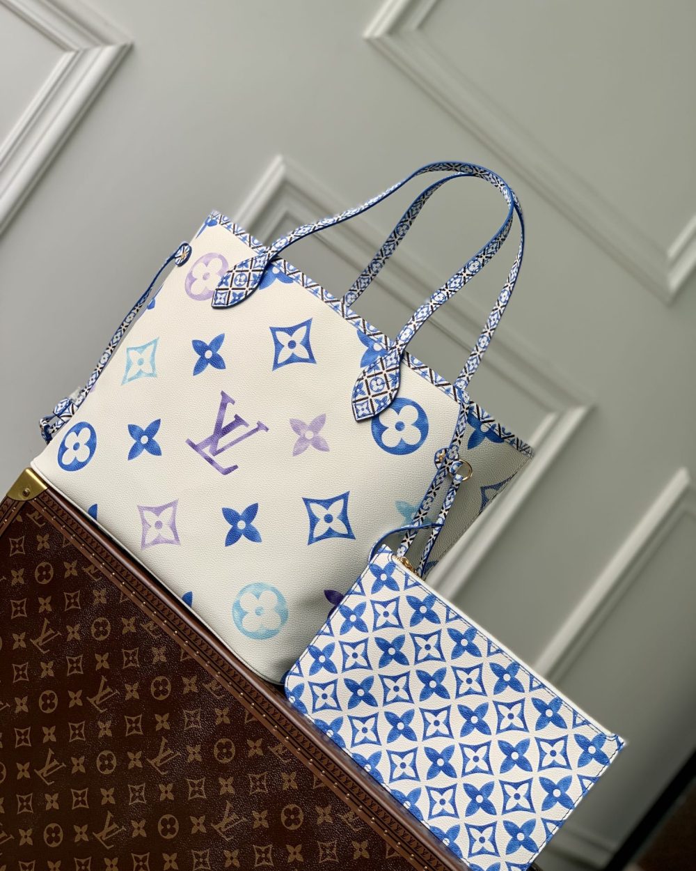 1:1 Replica Louis Vuitton LV Neverfull MM Other Monogram Canvas Blue Luxury Bag For Women M22979 - 12.2in/ 31cm