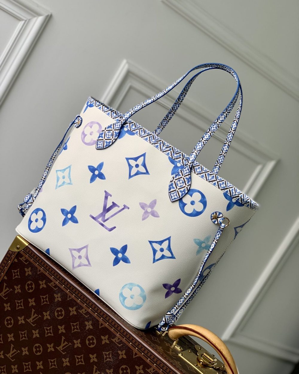 1:1 Replica Louis Vuitton LV Neverfull MM Other Monogram Canvas Blue Luxury Bag For Women M22979 - 12.2in/ 31cm