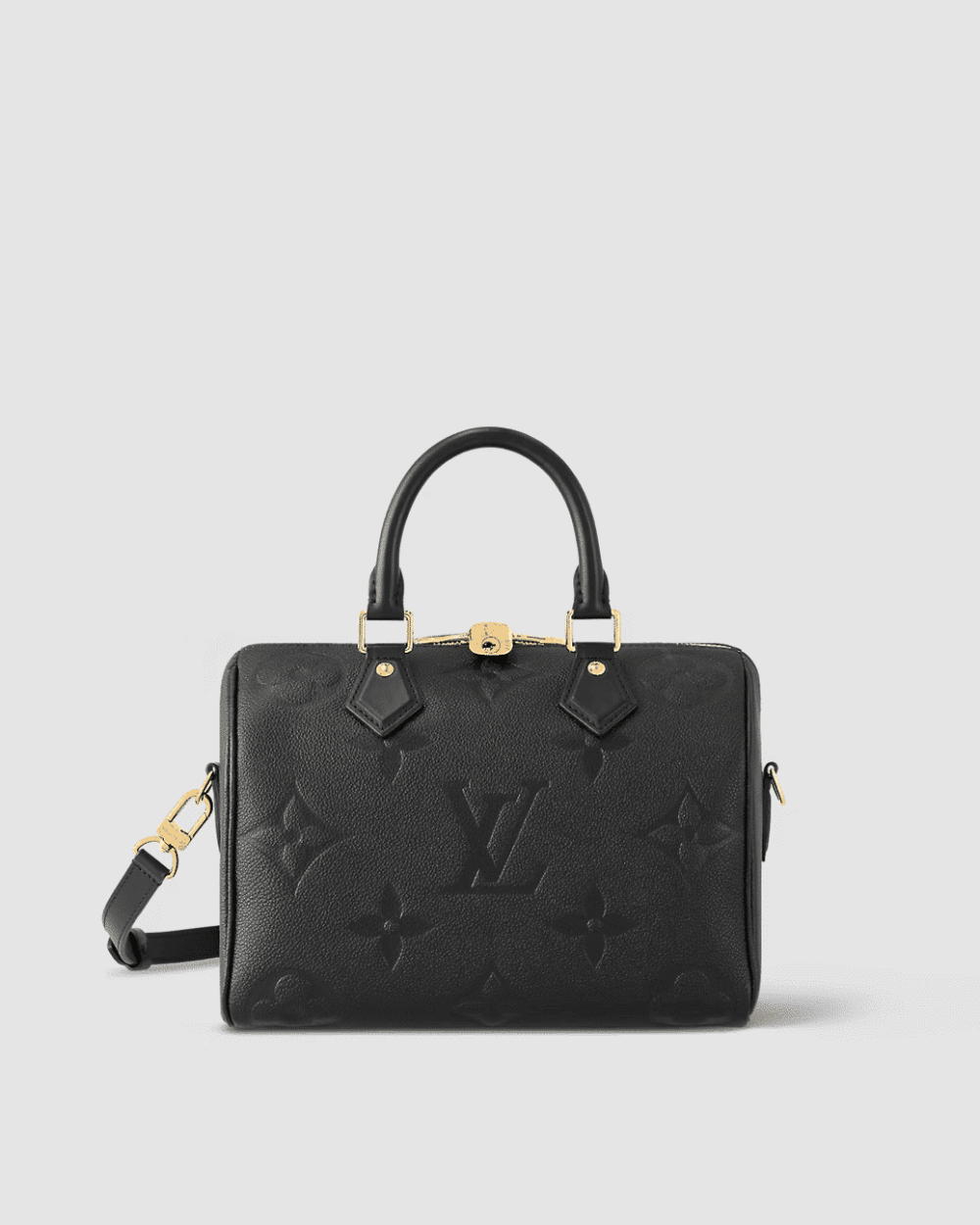 1:1 Replica Louis Vuitton LV Speedy Bandoulière 25 Monogram Empreinte Leather Black Luxury Bag For Women‎ M58951 - 9.8in/ 25cm
