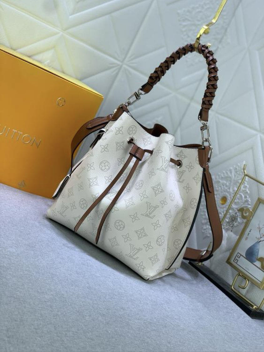 1:1 Replica Louis Vuitton LV Muria Bucket Monogram Motif White Luxury Bag For Women M55801 - 9.8in/25cm - Image 3