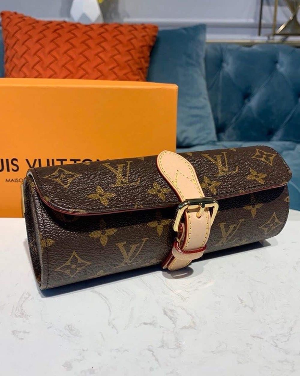 1:1 Replica Louis Vuitton LV 3 Watch Case Monogram Canvas Luxury Bag For Women M47530 - 7.9in/20cm