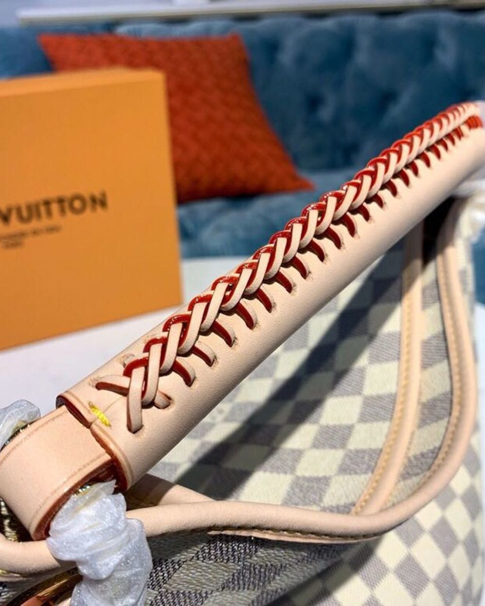 1:1 Replica Louis Vuitton LV Artsy MM Damier Azur Canvas Luxury Bag For Women N40253 - 16.1in/41cm