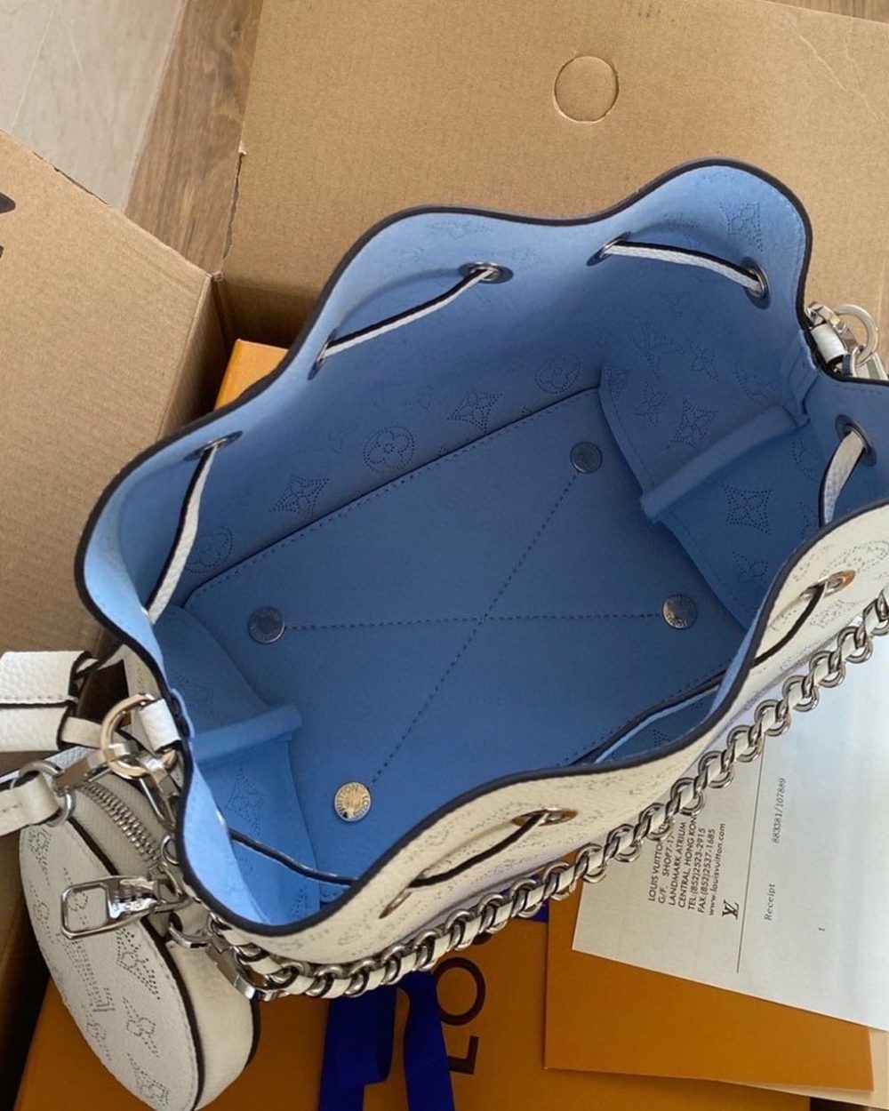1:1 Replica Louis Vuitton LV Bella Bucket Bag Light Blue Luxury Bag For Women M57856 - 7.5in/19cm