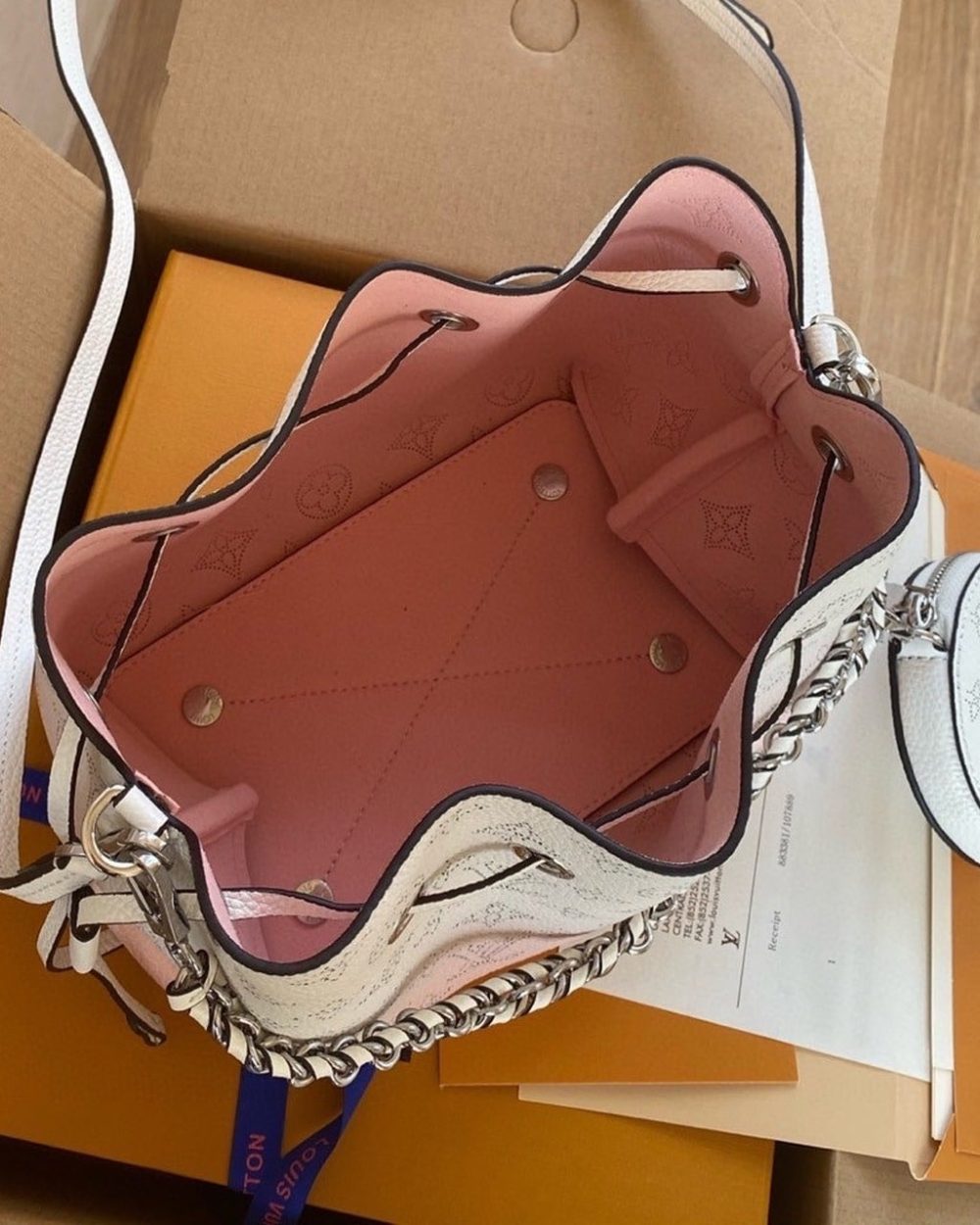 1:1 Replica Louis Vuitton LV Bella Mahina Bucket Bag Pink Luxury Bag For Women M57855 - 7.5in/19cm