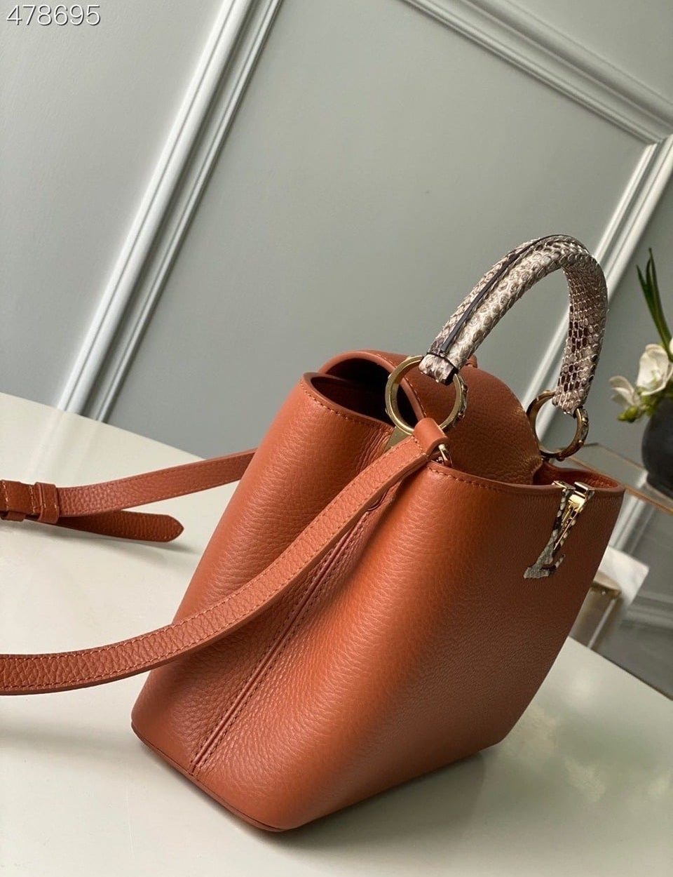 1:1 Replica Louis Vuitton LV Capucines BB Taurillon And Python Brown Luxury Bag For Women N97980 - 10.4in/27cm