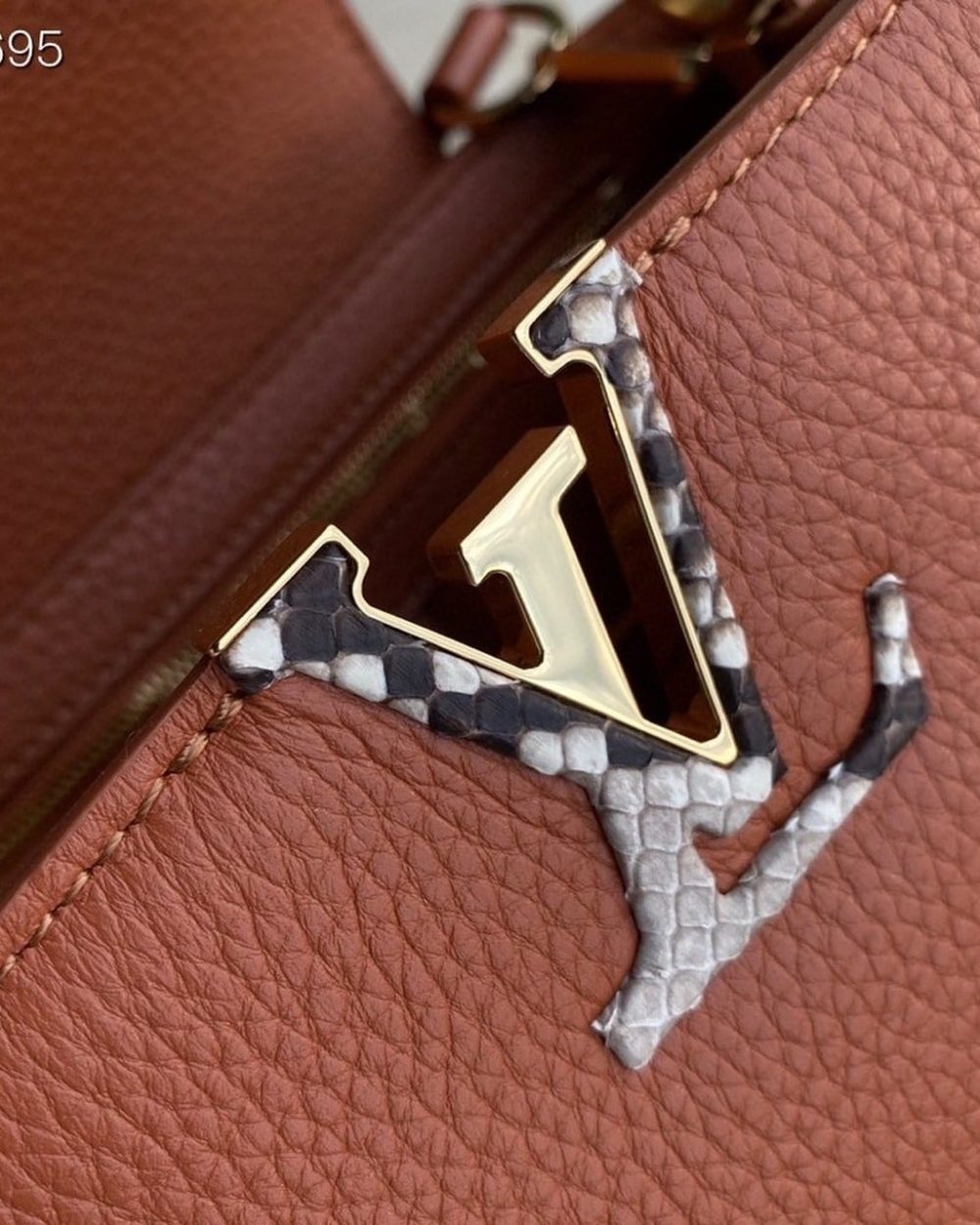 1:1 Replica Louis Vuitton LV Capucines BB Taurillon And Python Brown Luxury Bag For Women N97980 - 10.4in/27cm