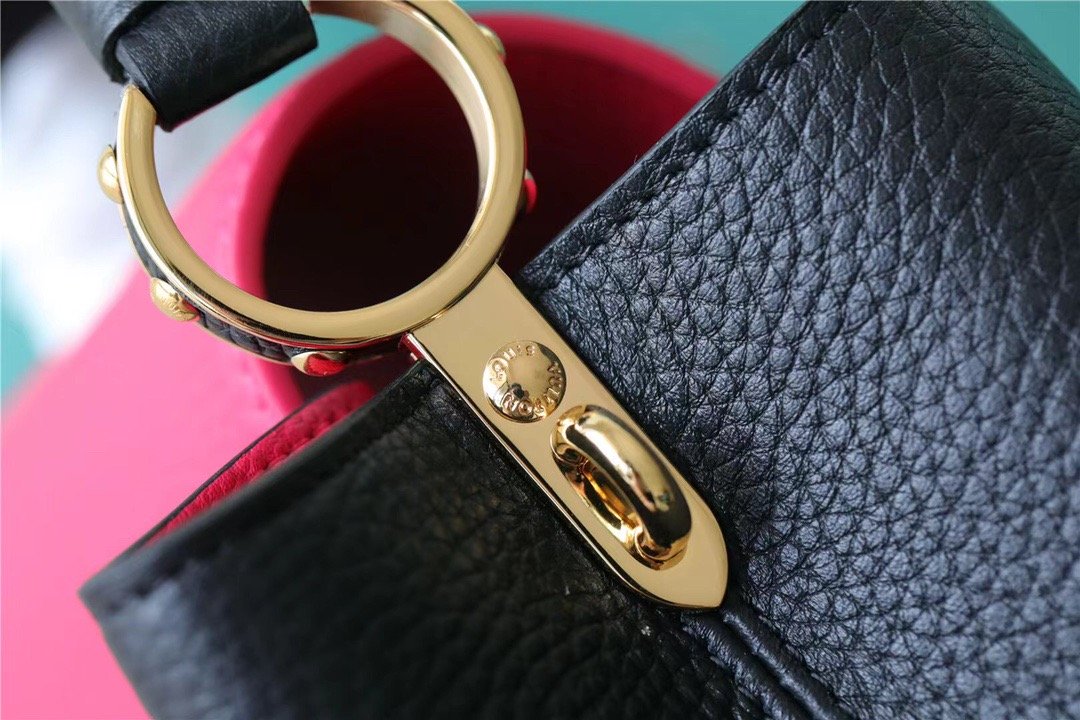1:1 Replica Louis Vuitton LV Capucines BB Taurillon Black/ Rose Berlingot Luxury Bag For Women - 10.6in - Image 7
