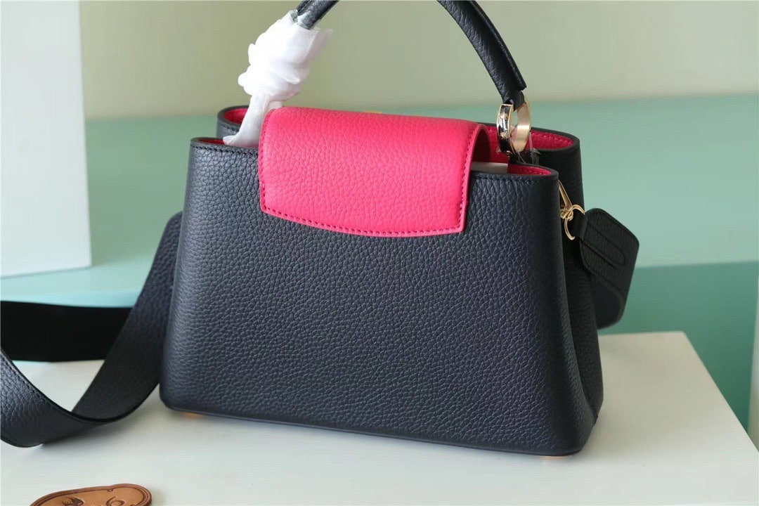 1:1 Replica Louis Vuitton LV Capucines BB Taurillon Black/ Rose Berlingot Luxury Bag For Women - 10.6in - Image 8