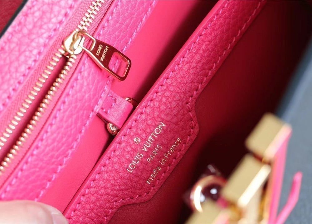 1:1 Replica Louis Vuitton LV Capucines BB Taurillon Black/ Rose Berlingot Luxury Bag For Women - 10.6in