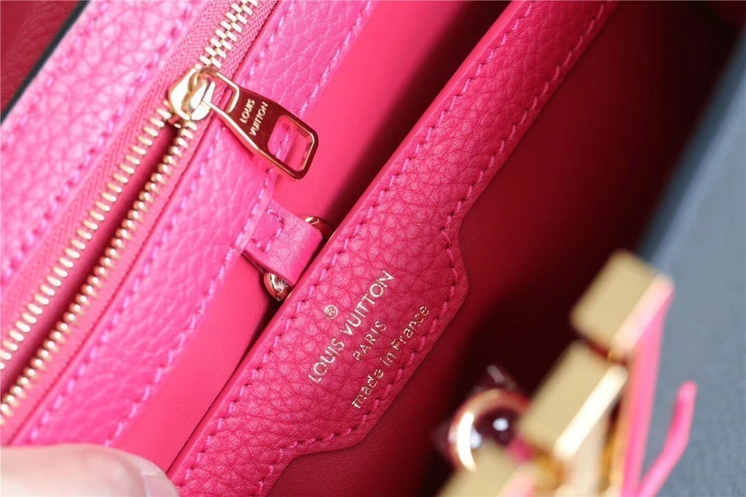 1:1 Replica Louis Vuitton LV Capucines BB Taurillon Black/ Rose Berlingot Luxury Bag For Women - 10.6in - Image 6