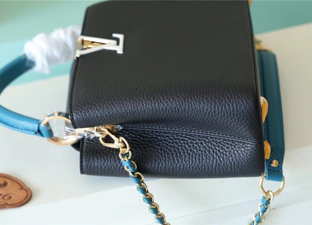 1:1 Replica Louis Vuitton LV Capucines BB Taurillon Black/Blue Luxury Bag For Women - 10.6in/27cm