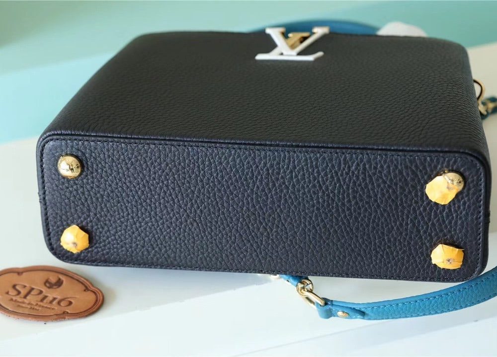 1:1 Replica Louis Vuitton LV Capucines BB Taurillon Black/Blue Luxury Bag For Women - 10.6in/27cm