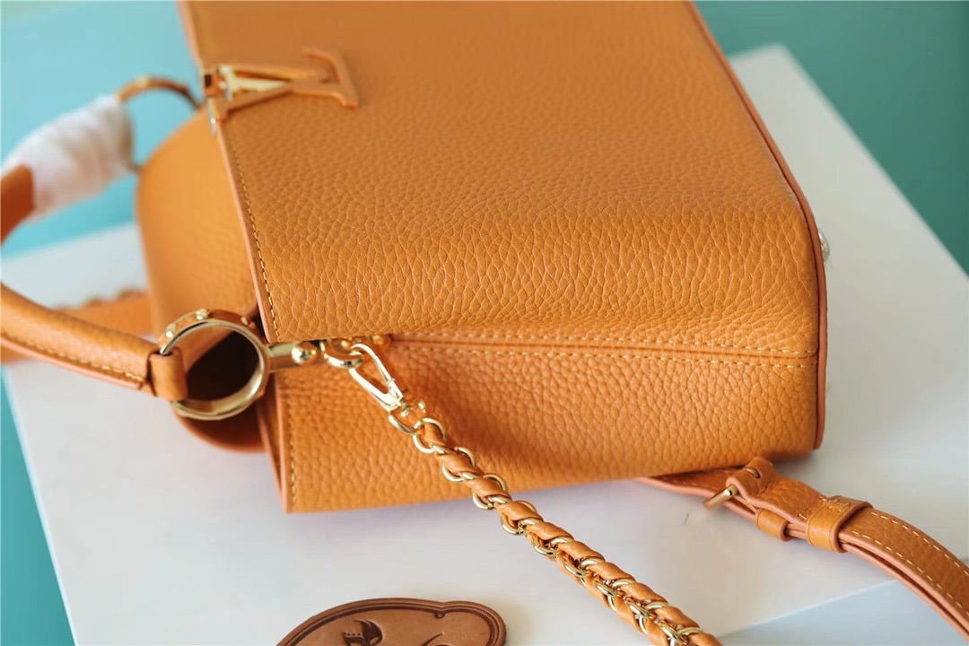 1:1 Replica Louis Vuitton LV Capucines BB Taurillon Jaune Sunbeam For Women - 27cm/10.6in - Image 9