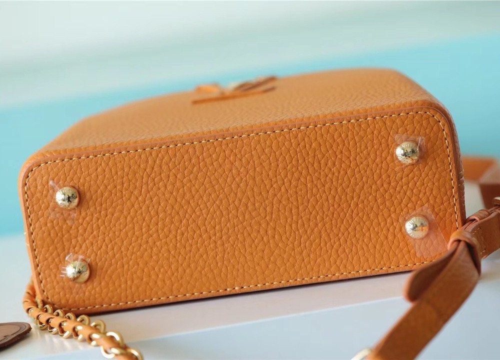 1:1 Replica Louis Vuitton LV Capucines Mini Taurillon Jaune Sunbeam Luxury Bag For Women - 21cm/8.3in