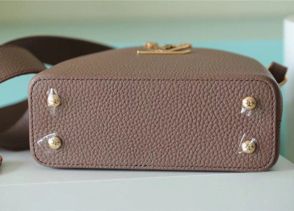 1:1 Replica Louis Vuitton LV Capucines Mini Taurillon Light Brown Luxury Bag For Women M56071 - 21cm/8.3in