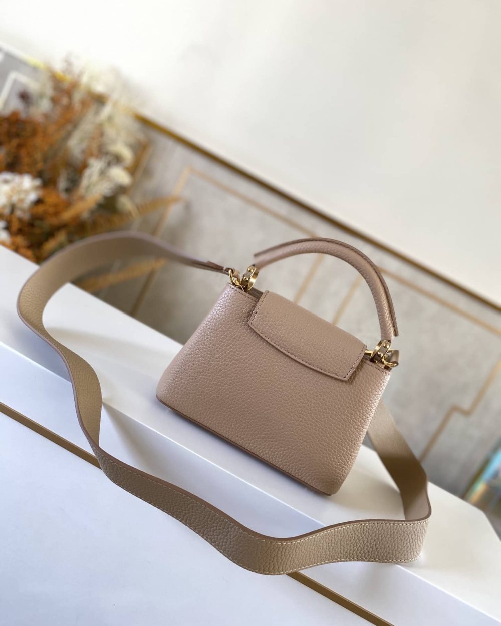 1:1 Replica Louis Vuitton LV Capucines Mini Taurillon Steeple Grey For Women Luxury Bag - 8.3in/21cm