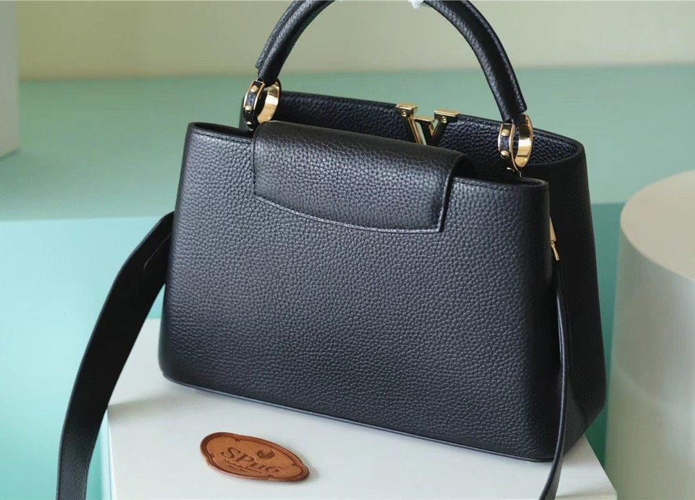 1:1 Replica Louis Vuitton LV Capucines MM Taurillon Black Luxury Bag For Women M42259 - 31.5cm/12.4in