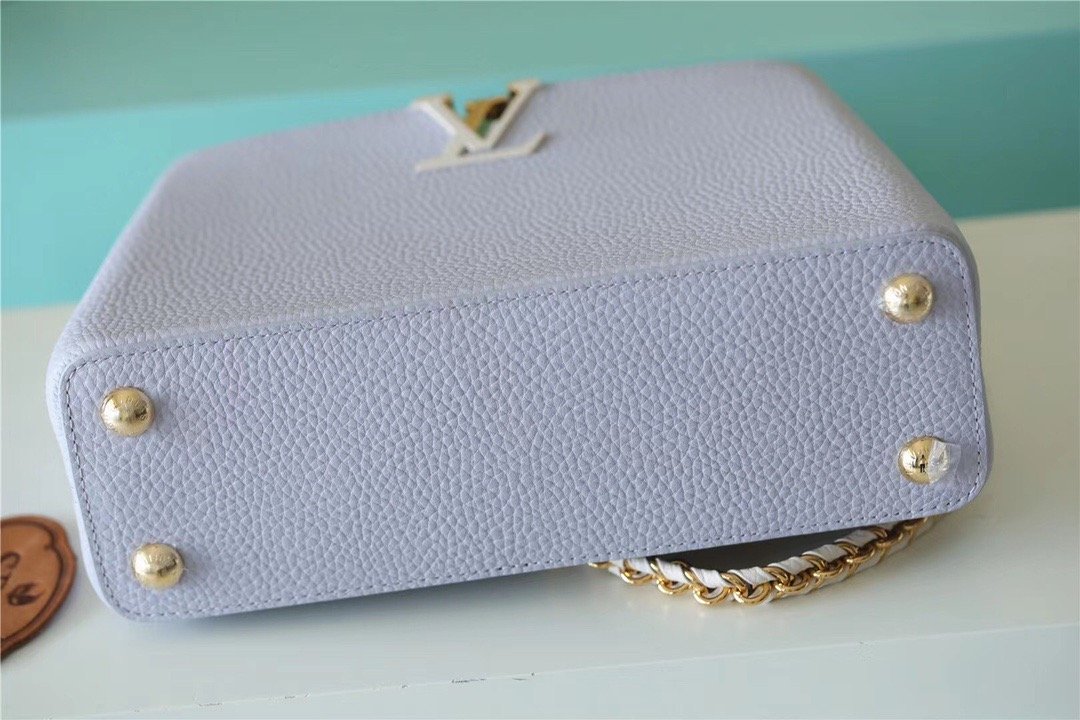 1:1 Replica Louis Vuitton LV Capucines MM Taurillon Light Blue Luxury Bag For Women - 31.5cm/12.4in - Image 4