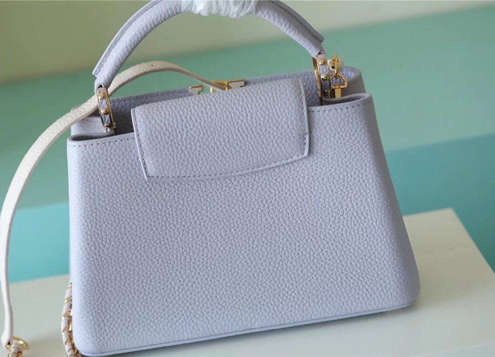 1:1 Replica Louis Vuitton LV Capucines MM Taurillon Light Blue Luxury Bag For Women - 31.5cm/12.4in