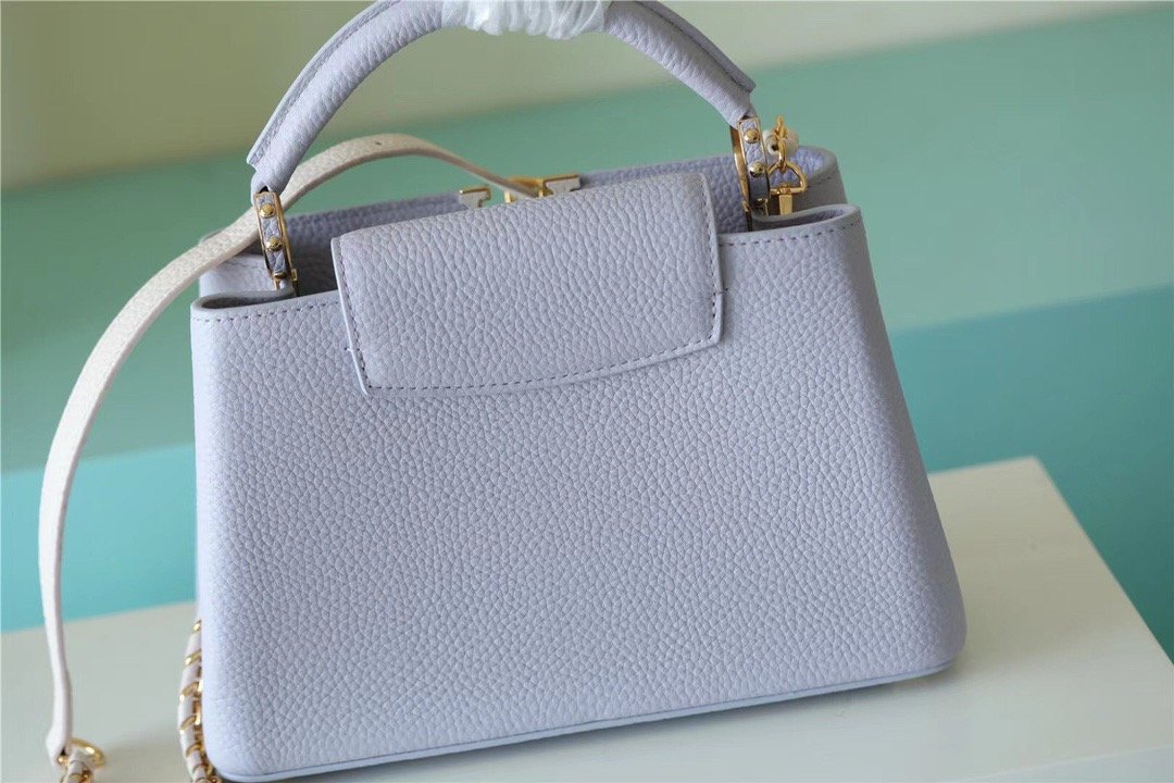 1:1 Replica Louis Vuitton LV Capucines MM Taurillon Light Blue Luxury Bag For Women - 31.5cm/12.4in - Image 8