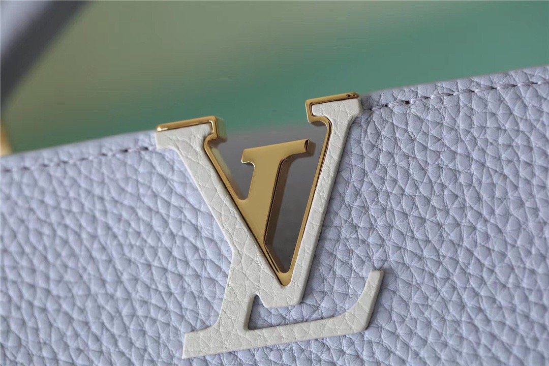1:1 Replica Louis Vuitton LV Capucines MM Taurillon Light Blue Luxury Bag For Women - 31.5cm/12.4in - Image 5