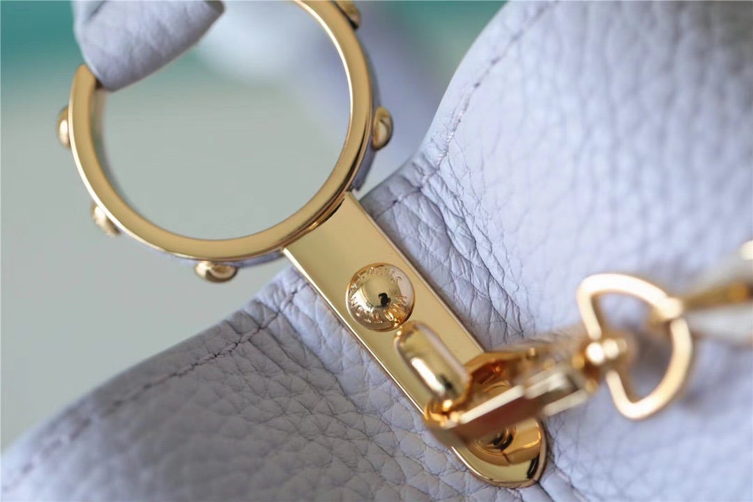 1:1 Replica Louis Vuitton LV Capucines MM Taurillon Light Blue Luxury Bag For Women - 31.5cm/12.4in - Image 3