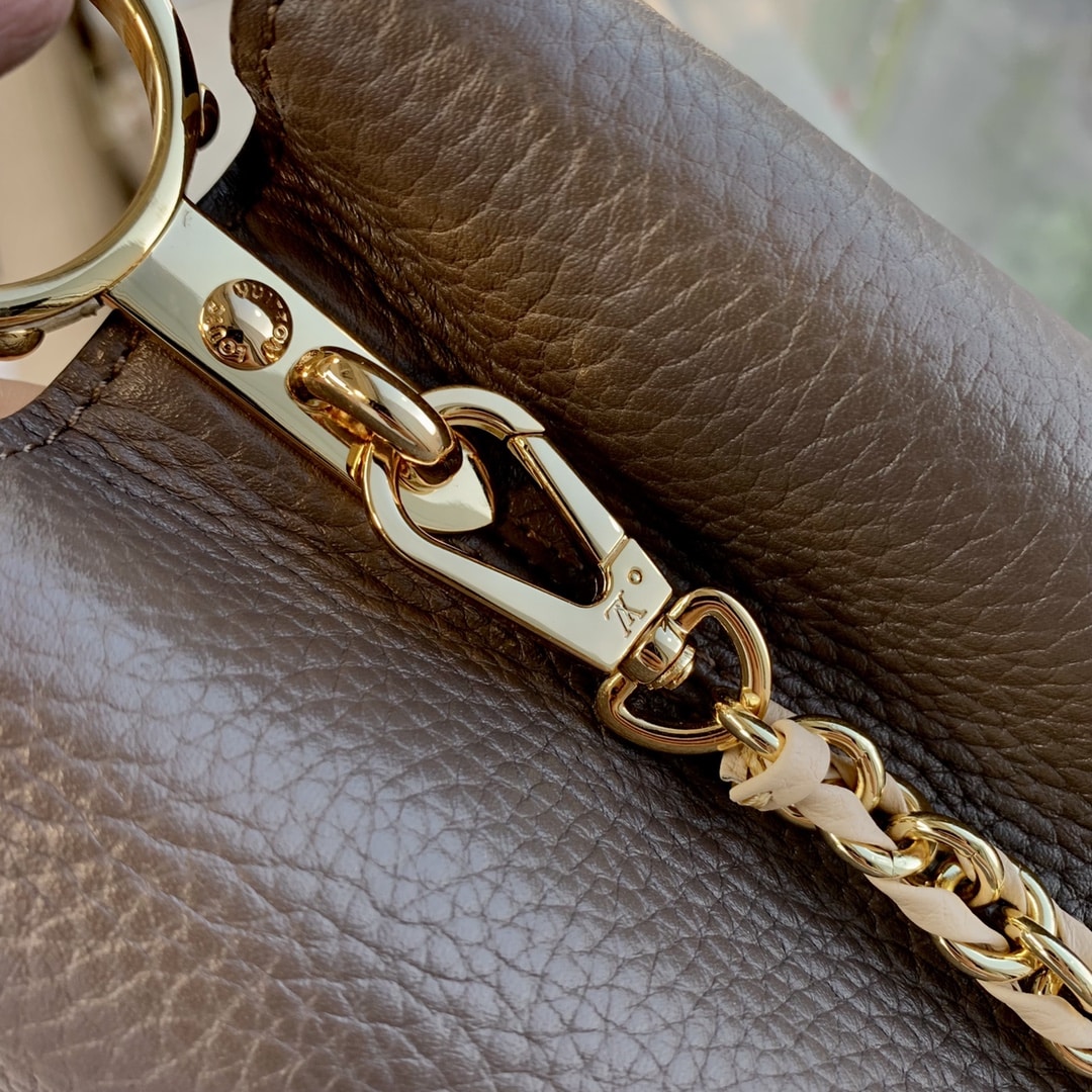 1:1 Replica Louis Vuitton LV Capucines MM Taurillon Smokey Brown Luxury Bag For Women M59516 - 12.4in/31.5cm - Image 7