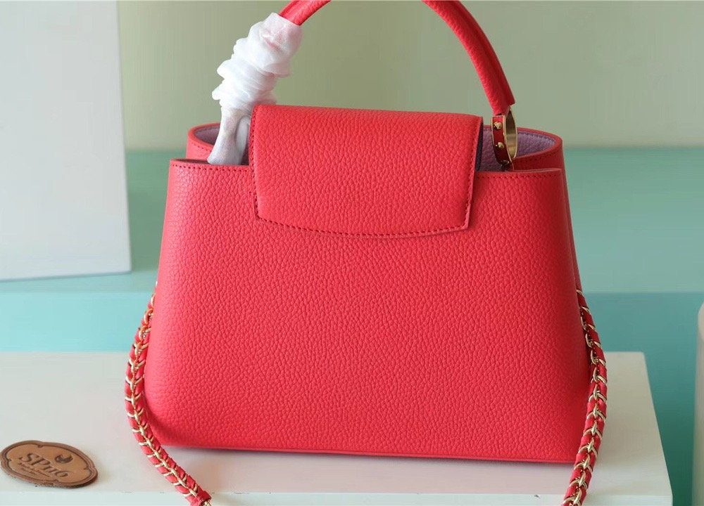 1:1 Replica Louis Vuitton LV Capucines MM Taurillon Red Luxury Bag For Women - 12.4in/31.5cm
