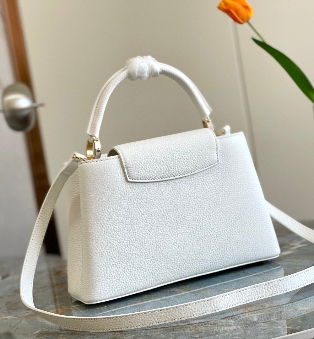 1:1 Replica Louis Vuitton LV Capuciness MM Handbag White Luxury Bag For Women - 12.4in/32cm