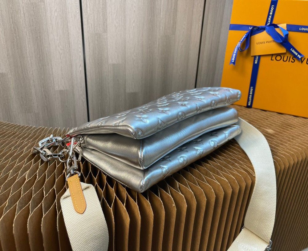 1:1 Replica Louis Vuitton LV Coussin PM Monogram Empreinte Sier Luxury Bag For Women M57913 - 10.2in/25.9cm