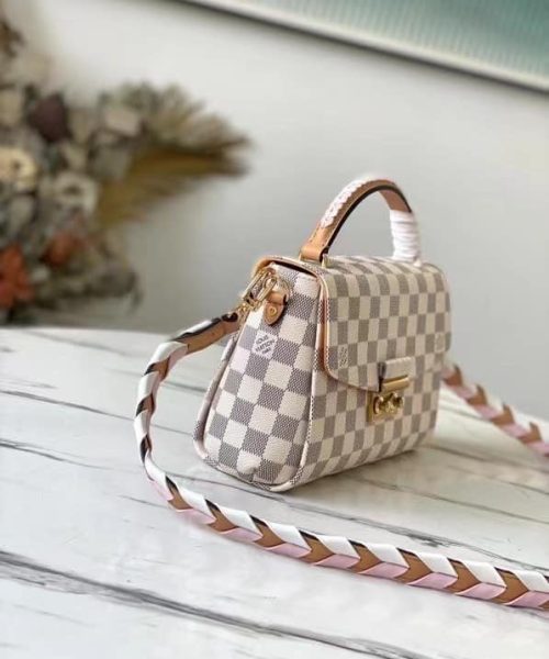 1:1 Replica Louis Vuitton LV Croisette Damier Azur Canvas Pink Luxury Bag For Women N50053 - 9.8in/25cm