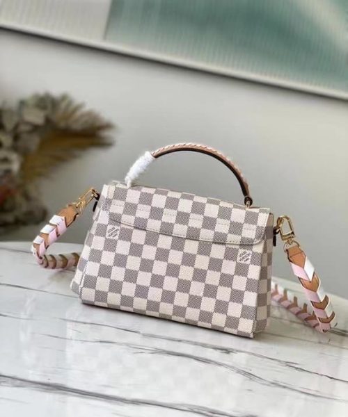 1:1 Replica Louis Vuitton LV Croisette Damier Azur Canvas Pink Luxury Bag For Women N50053 - 9.8in/25cm