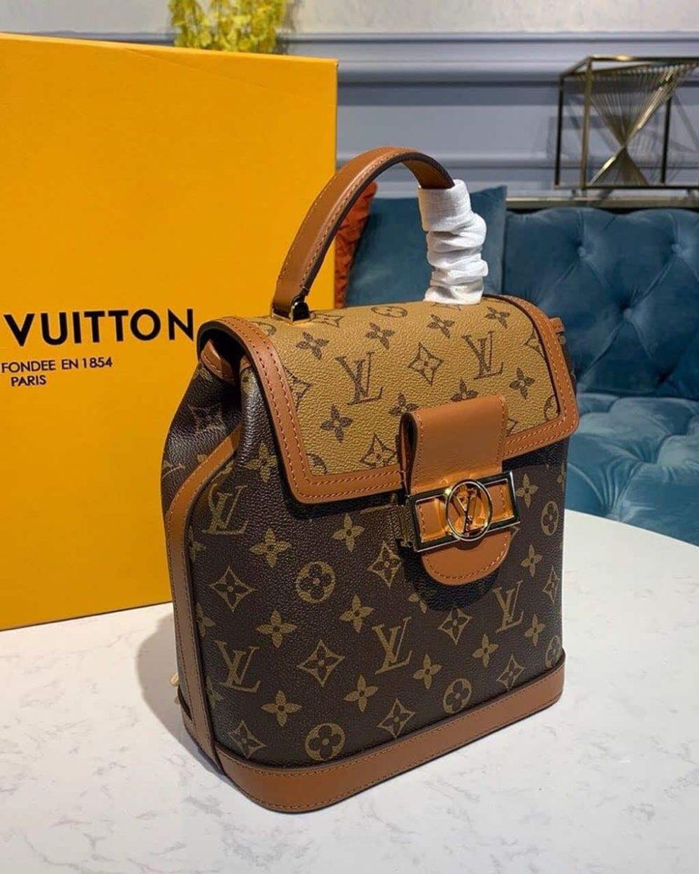 1:1 Replica Louis Vuitton LV Dauphine Backpack PM Monogram and Monogram Reverse Canvas By Nicolas Ghesquiere For Spring-Summer Luxury Bag For Women M45142 - 20cm