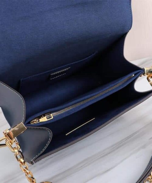 1:1 Replica Louis Vuitton LV Dauphine MM Denim Jacquard Monogram Pattern Navy Blue Luxury Bag For Women M59631 - 9.8in/25cm