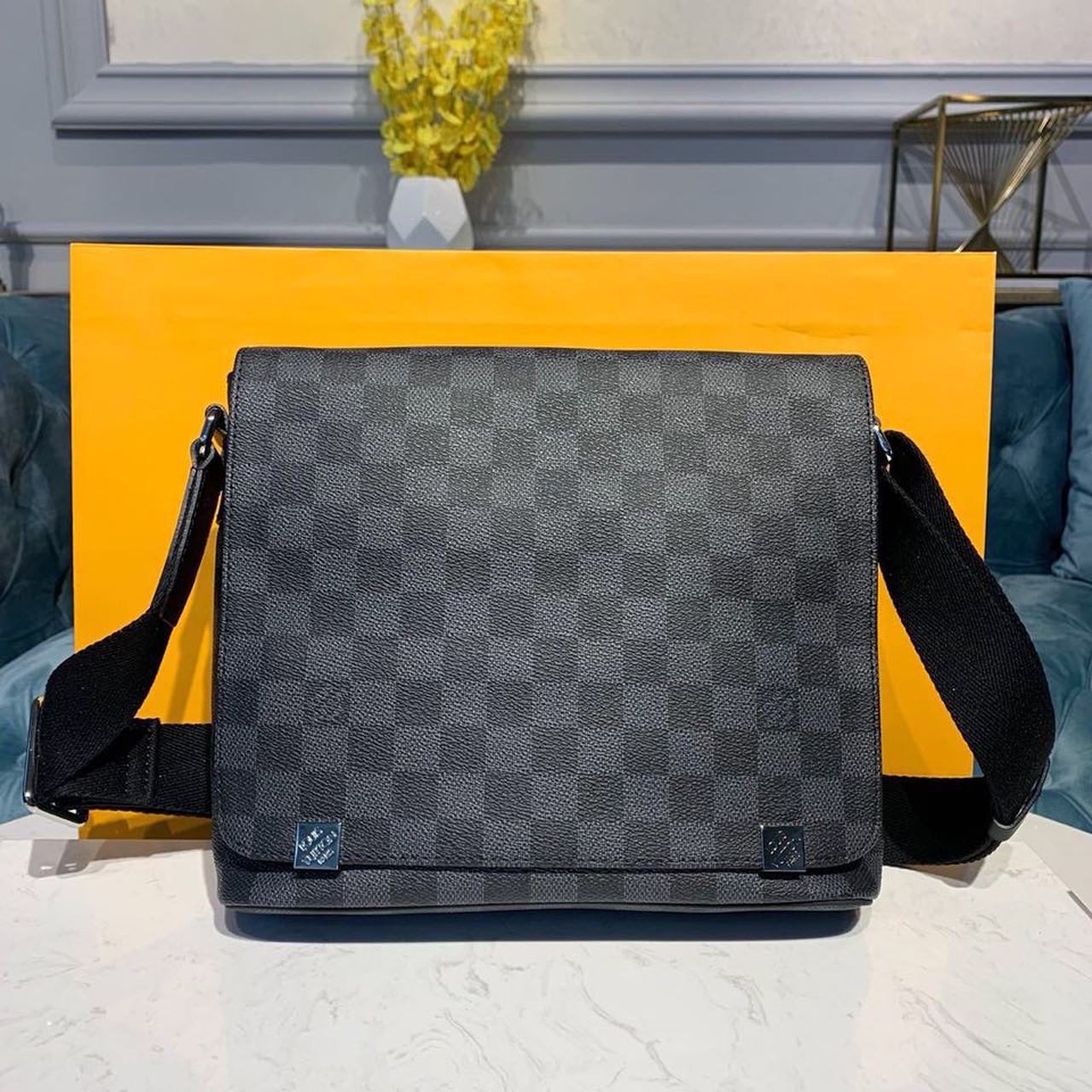 1:1 Replica Louis Vuitton LV District PM Damier Graphite Canvas Unique Bag For Men N41028 - 9.8in/25cm - Image 2