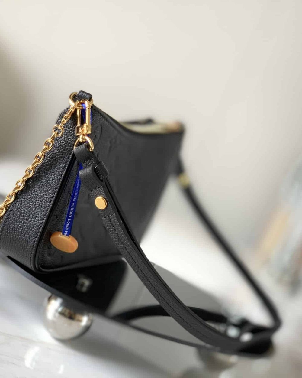 1:1 Replica Louis Vuitton LV Easy Pouch On Strap Monogram Empreinte Black Luxury Bag For Women M80349 - 7.5in/19cm