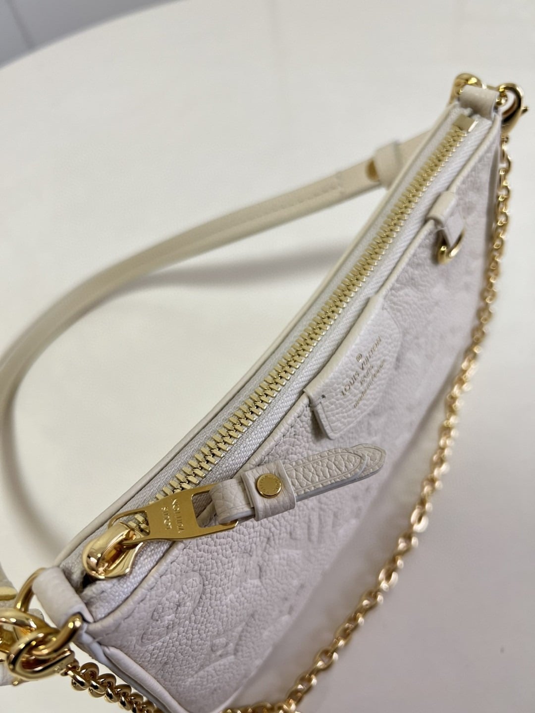 1:1 Replica Louis Vuitton LV Easy Pouch On Strap Monogram Empreinte Crème White Luxury Bag For Women M81066 - 7.5in/19cm - Image 2