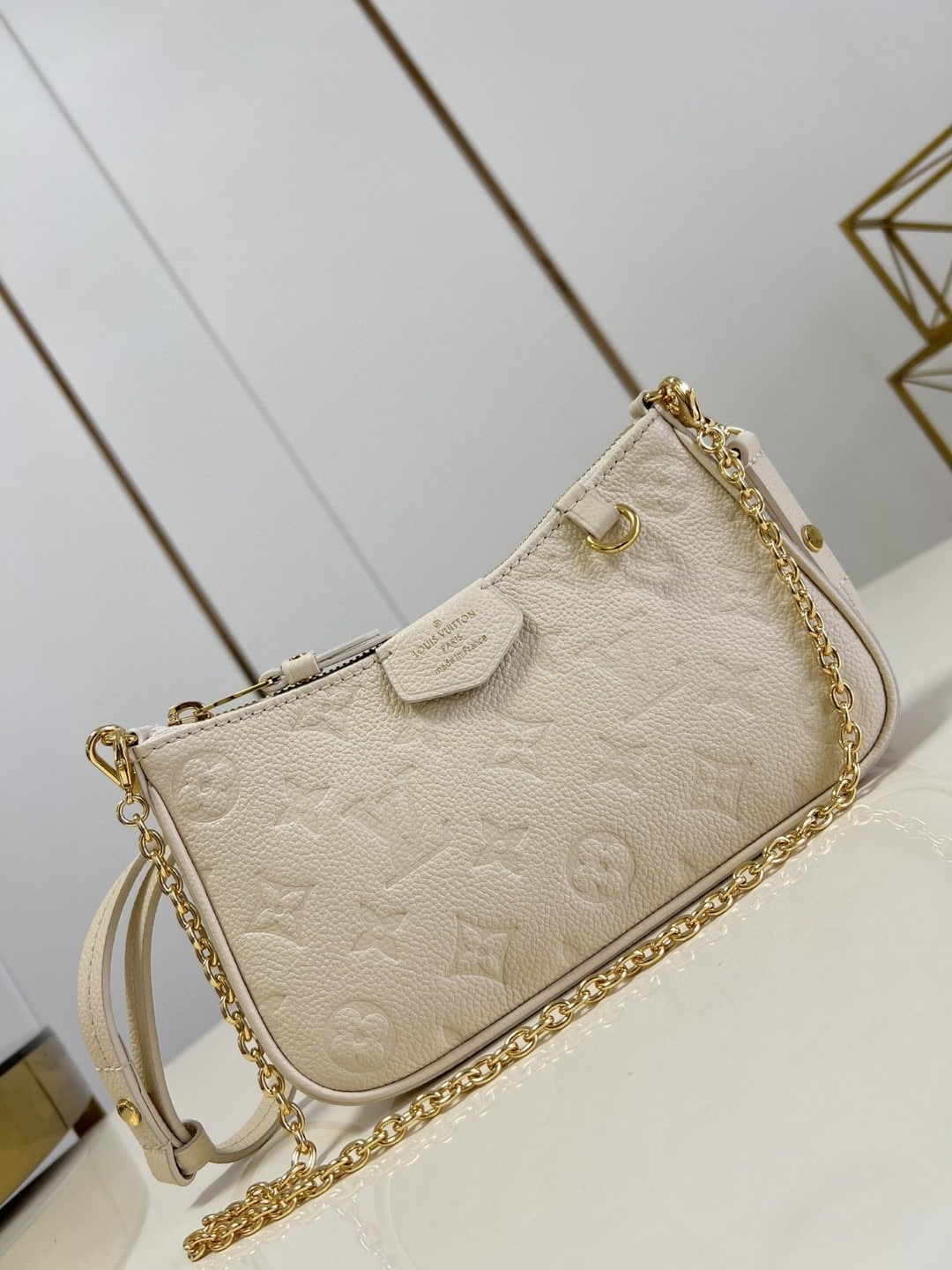 1:1 Replica Louis Vuitton LV Easy Pouch On Strap Monogram Empreinte Crème White Luxury Bag For Women M81066 - 7.5in/19cm - Image 6