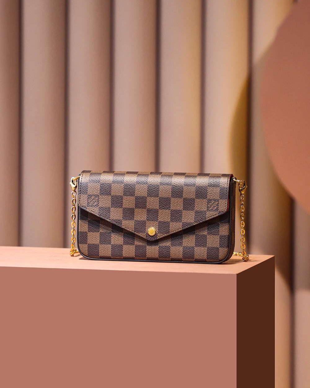 1:1 Replica Louis Vuitton LV Felicie Pochette Brown Luxury Bag For Women N63032 - 21cm / 8.3in