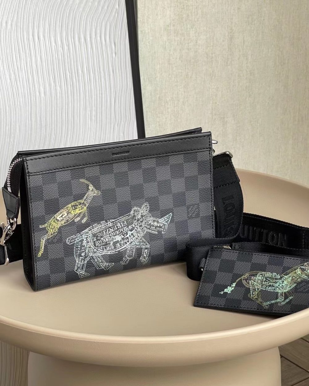 1:1 Replica Louis Vuitton LV Gaston Wearable Wallet Damier Graphite Unique Bag For Men N64608 - 8.7in/22cm