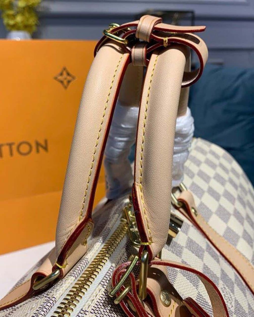 1:1 Replica Louis Vuitton LV Keepall Bandouliere 45 Damier Azur Canvas Luxury Bag For Women N41430 - 17.7in/45cm