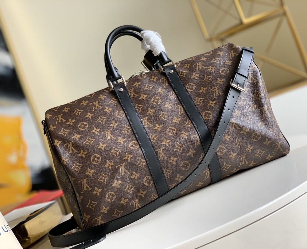 1:1 Replica Louis Vuitton LV Keepall Bandouliere 45 Monogram Macassar Canvas Unique Bag For Men M56711 - 17.7in/45cm